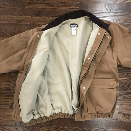 Bulwark Protective Apparel FR Brown Duck Lined Bomber Heavyweight Jacket Men XL image 2
