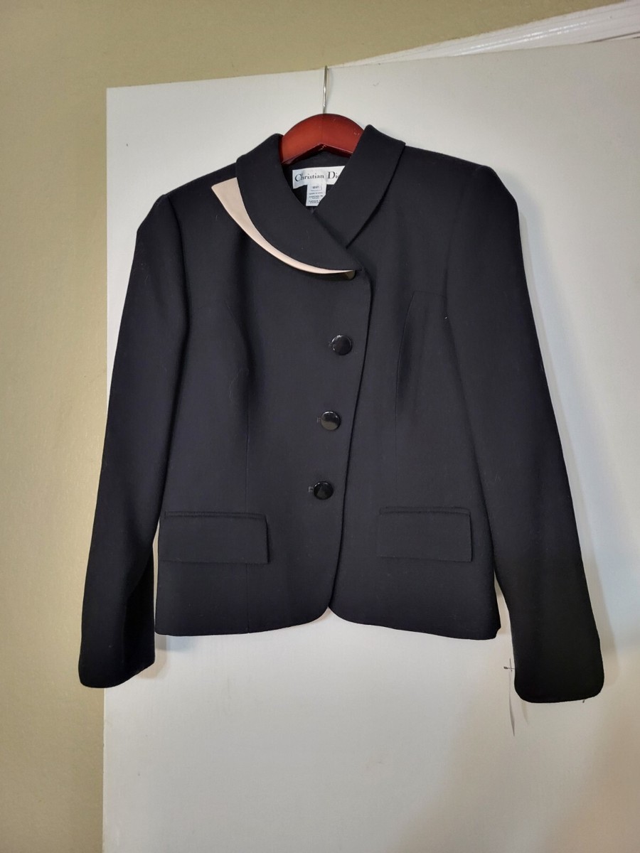 Christian Dior Vintage Black Wool Blazer Jacket Size 8P | eBay