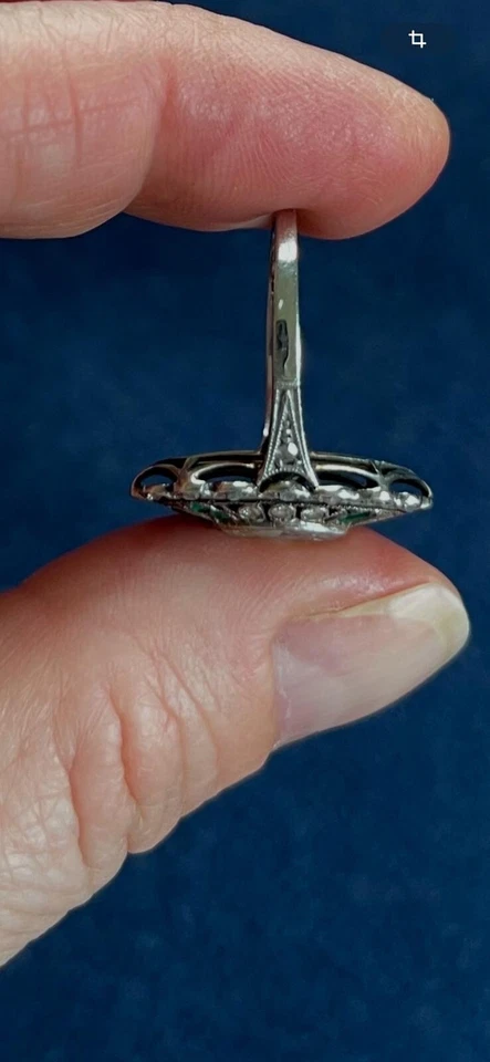 Diamant Ring mit Smaragden um 1910 - 1920 - Bild 3 von 4