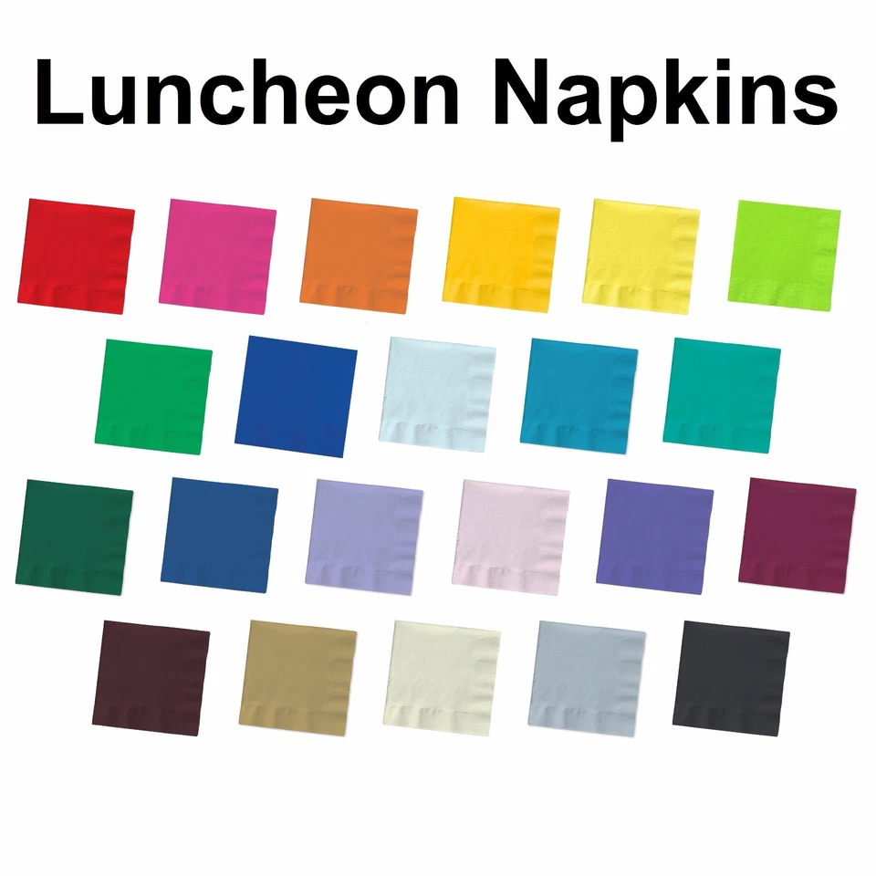 CREATIVE CONVERTING 2-ply Paper Square Luncheon Napkins - Solid Colors- Disposable Dinner Bar Party