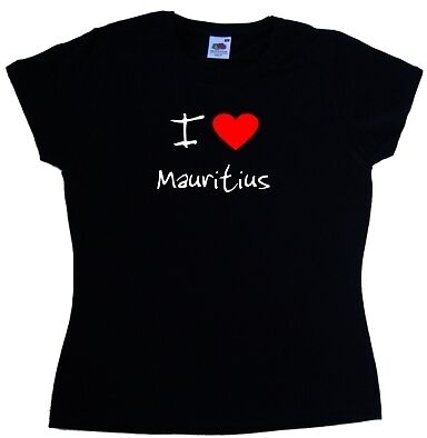I Love Heart Mauritius Ladies T-Shirt - Picture 1 of 1