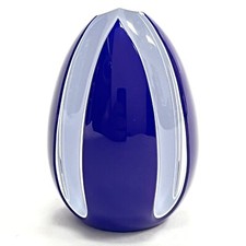 St. Louis Paperweight Blue White Clear Egg Shaped Saint Louis France 2.5"