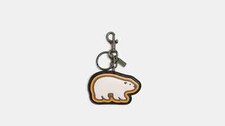 COACH CE679 KEY FOB SIGNATURE CANVAS POLAR BEAR MOTIF KEY RING NEW NWT