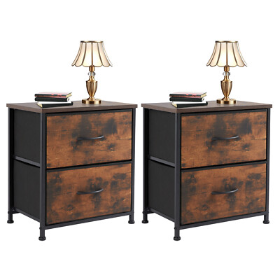 Nightstand Set of 2 with 2 Storage Drawers 20'' Height Small Bed Side End Table