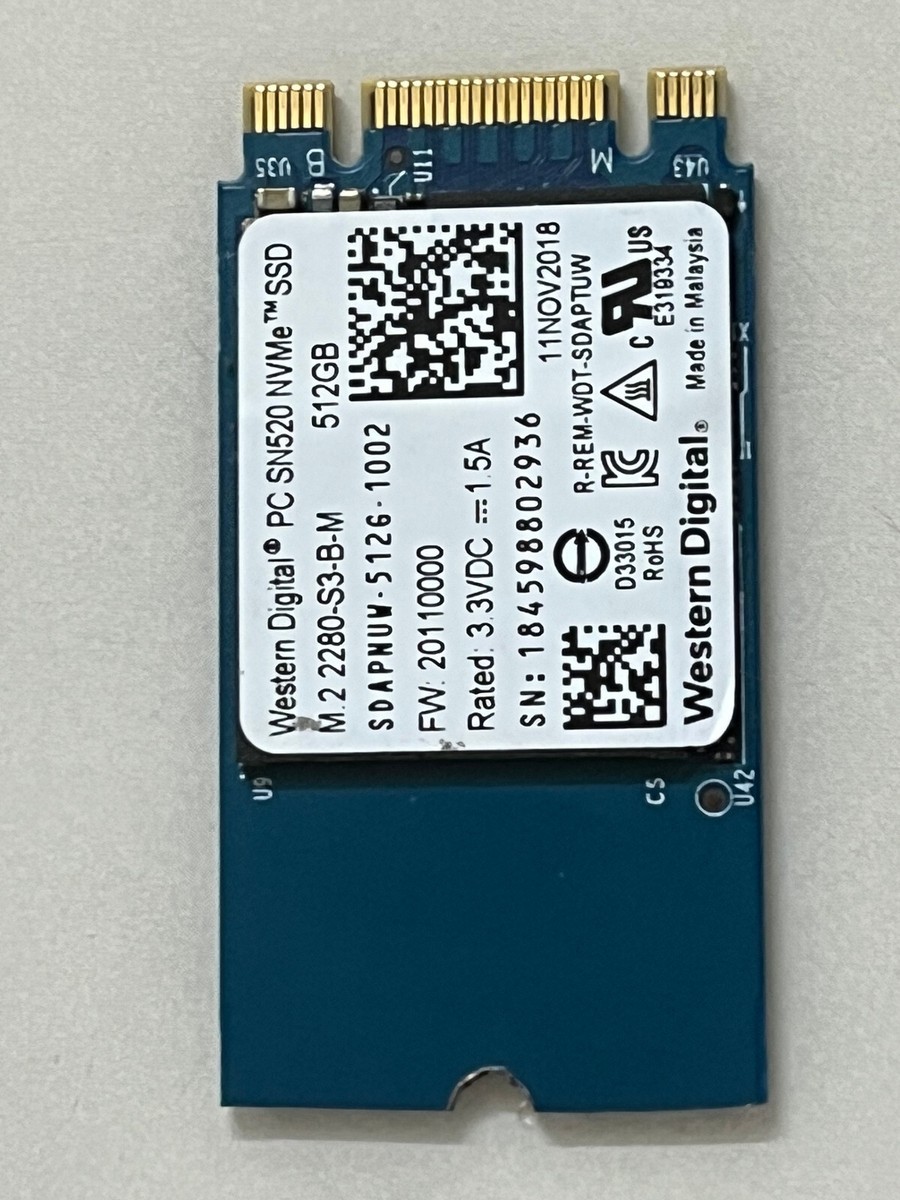 WD PC SN520 NVMe SDAPNUW-512G-1002 512GB SSD M.2 2242 PCIe For