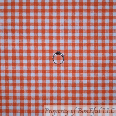 BonEful FABRIC FQ Cotton Quilt Orange White Gingham Check Block Stripe Calico FL