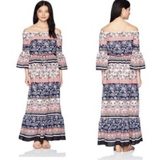 Eliza J Off the Shoulder Floral Print Maxi Dress Size 0