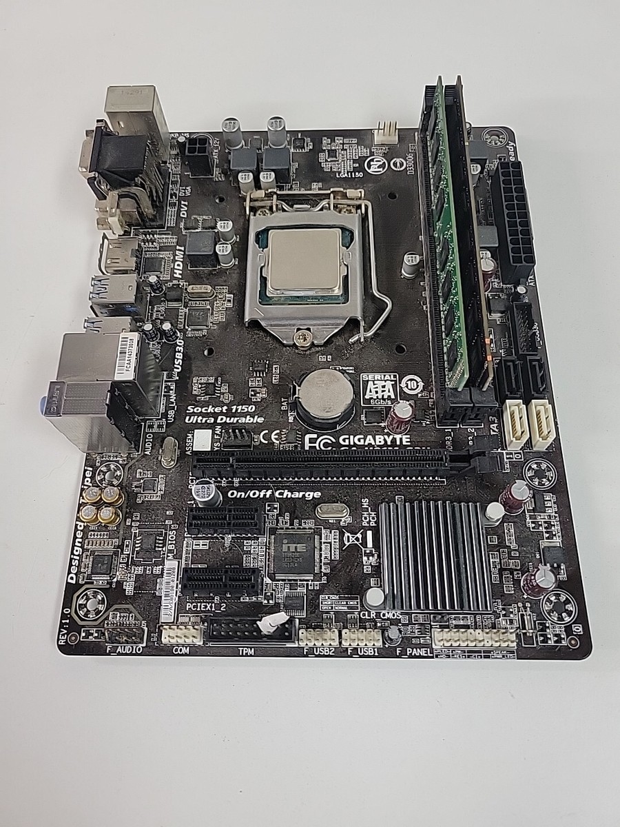 Gigabyte GA-H81M-S2H GSM Motherboard W/ Pentium G32 4GB RAM *NO I/O  SHIELD*