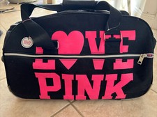Victoria's Secret ROSA Negro Maleta de Mano con Ruedas Bolsa de Lona Equipaje RARO