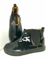 Gap Boots Girls Size 10 Ankle Booties Zip Closure Black Patent Soft Sole