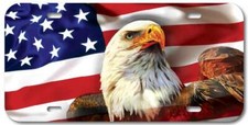 EAGLE AMERICAN FLAG PVC VEHICLE LICENSE PLATE FRONT AUTO USA MADE SUV CAR TRUCK