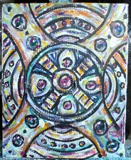 INSIDE A WATCH  8x10 painting HARDpanel NEW Cubism original art   signed Crowell