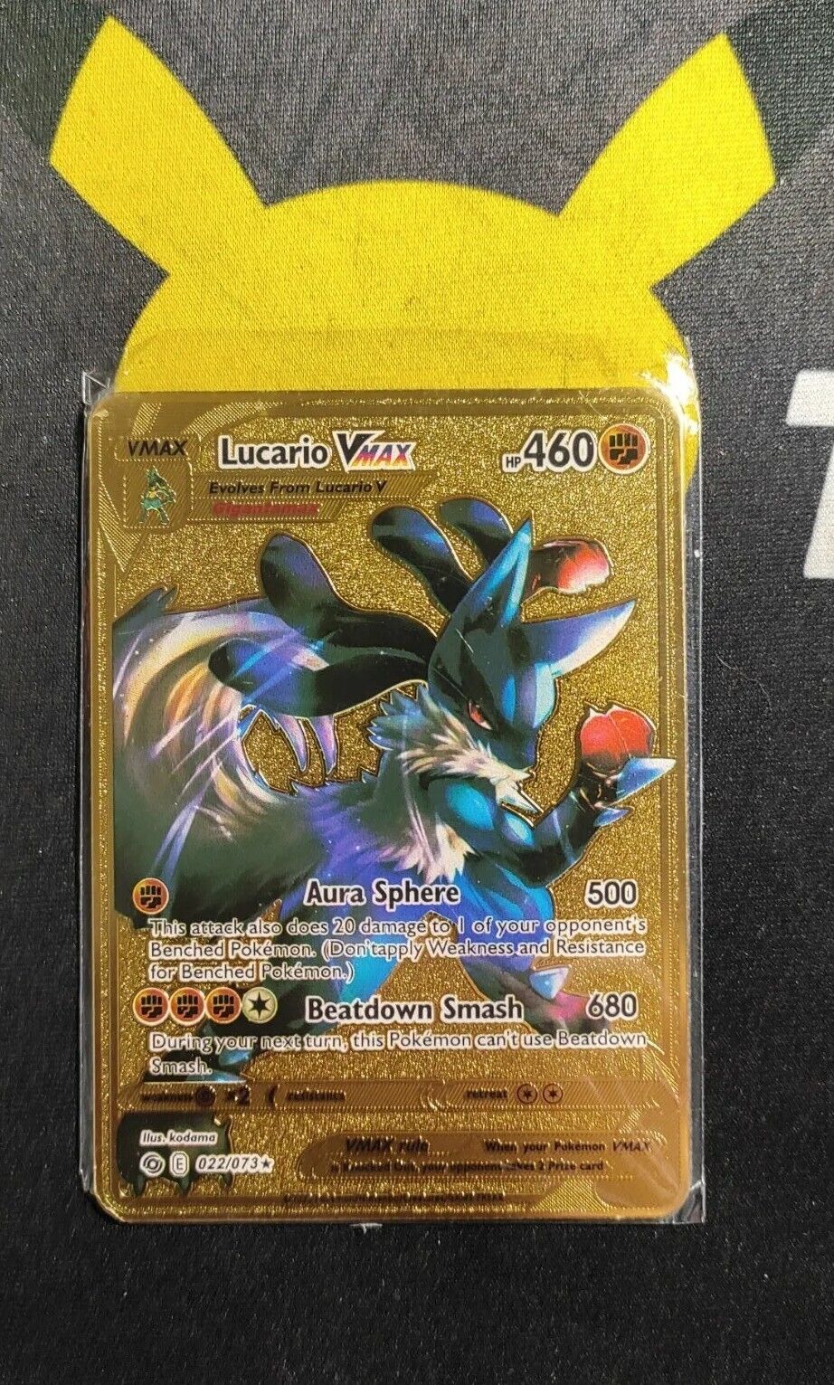 NEW Pokemon Cards Lucario VMAX 460 Gold Metal shiny Pokémon Card Tcg Kids  Gift