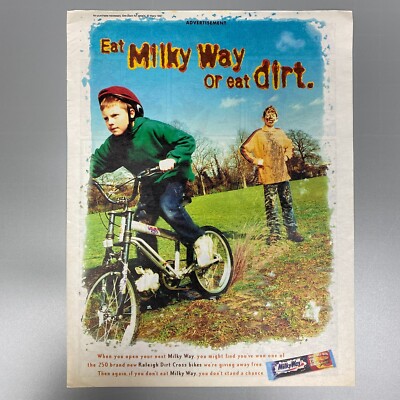 MILKY WAY CHOCOLATE RALEIGH DIRT CROSS BIKE 1997 VINTAGE RETRO WERBUNG