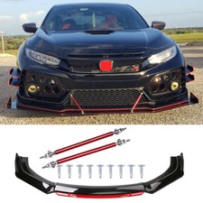 For Honda Civic 2017-2020 Front Bumper Lip Splitter Spoiler Black Redstrut Rods