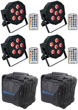  4 Rockville BATTERY PAR 6RF Rechargeable Wireless DMX Lights RF Remotes Bags