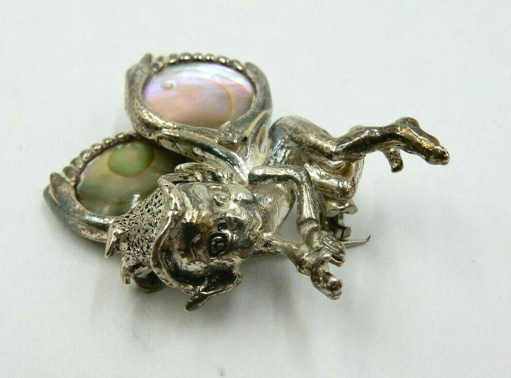VINTAGE STERLING SILVER MAGIC PIXIE ELF ABALONE S… - image 3