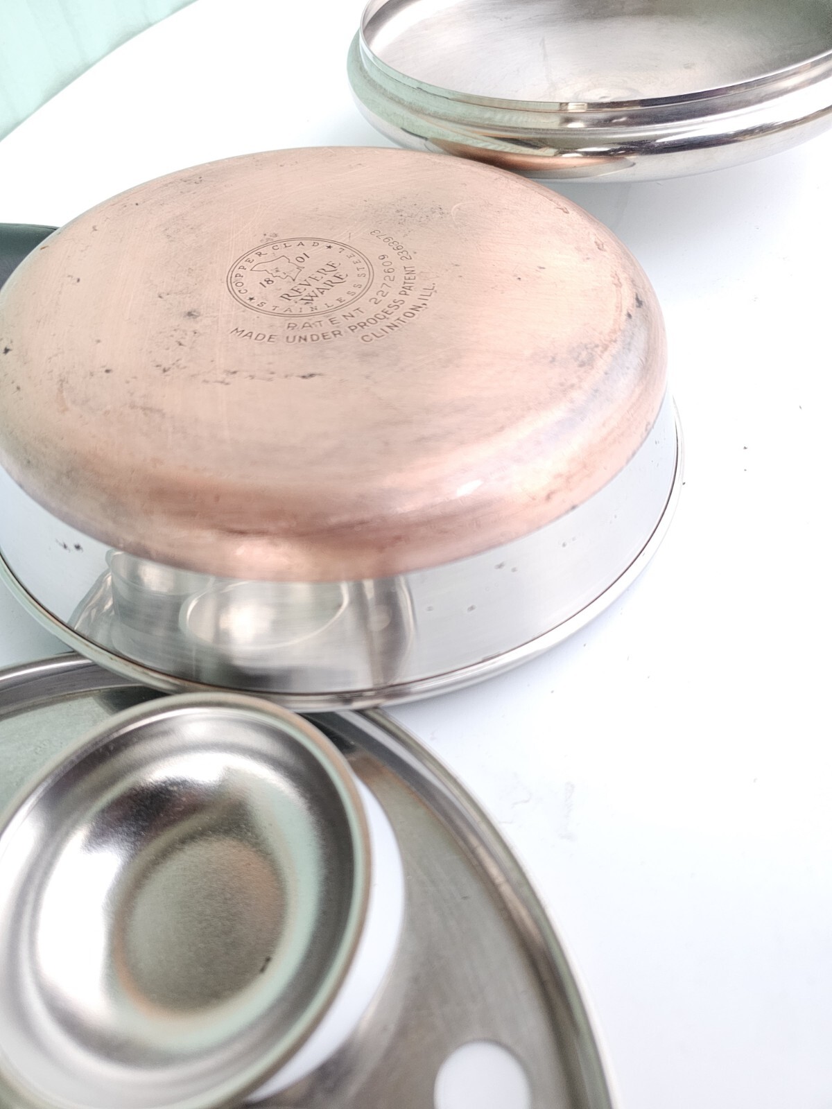 Revere Ware 4 Cup Egg Poacher in 8" Fry/Saute Pan Skillet w/Lid