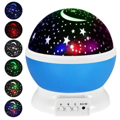 Proyector Lampara Decorativa Infantil Azul Cielo Estrellado Rotativa Pila/USB - Imagen 1 de 4