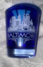 SHOT GLASS -- BALTIMORE MARYLAND - Blue Shooter Jigger