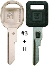 GM OEM Single Sided VATS Ignition Key #3 + Doors/Trunk GM OEM "Coined" Logo Key