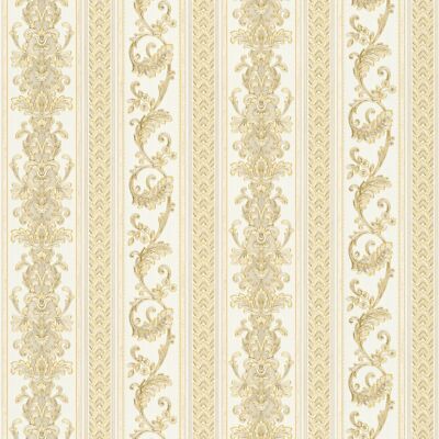 Profhome 335473-GU Barock Tapete Streifen matt gold creme 5,33 m2