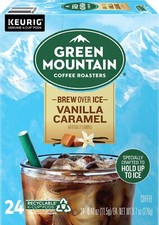 Green Mountain Brew Over Ice Iced Vanilla Caramel Coffee 24 to 144 Count Kcups