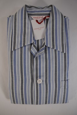 DEREK ROSE pigiama uomo lungo APERTO FLANELLA cotone A/I righe tg