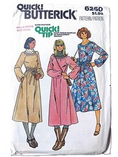 Vintage 70s Dress Sewing Pattern Raglan Loose Size 8-10 Boho Butterick 6250