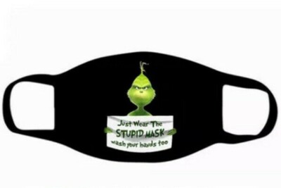 Grinch Just Wear The Stupid Mask, Wash your Hands Free Adult Face Mask Washable 