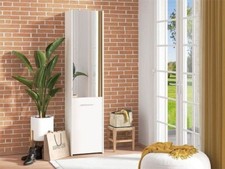 Image of Sendai White Mirrored 1 Door 30 Pair Tall Slim Spacious Shoe Cabinet Cupboard