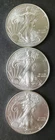Lot of Three 2014 $1 American Silver Eagle Dollars