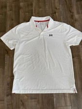 Under Armour Polo Men 2XL Loose Heatgear White Short Sleeve Golf Business Casual