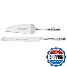 Things Remembered Engraved Double Rings Wedding Cake Server Set 2 Pieces Gift
