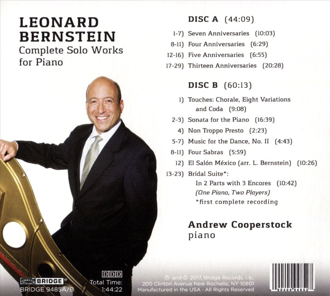 Andrew Cooperstock Performs Leonard Bernstein Complete Piano Solo Works CD