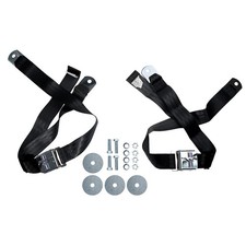 Seat Belt W Tri-bar Running Horse Emblem Pair Mustang 65-73 Black - New - Sale