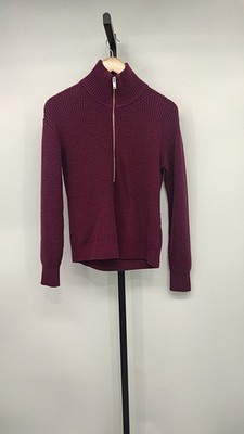 Quince Australian Merino Wool Half Zip Sweater Barolo Burgundy Sleeved Top XS