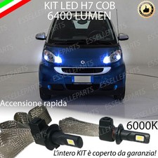 LAMPADE ABBAGLIANTI LED SMART FORTWO 451 LED H7 6000K 6400 LUMEN ULTRALUMINOSI