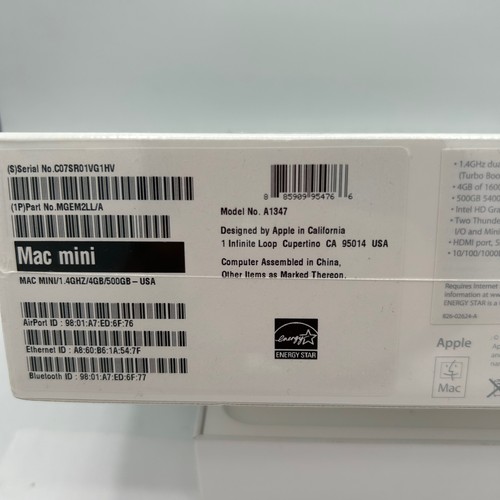 Mac mini Core i5 Late 2014 1.4 GHz 4260U, 4 GB, 500 GB HD, Original Factory Seal - Picture 5 of 6