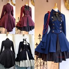 Costume cosplay Halloween donna gotico Lolita vestito fiocco nero pizzo taglie forti 