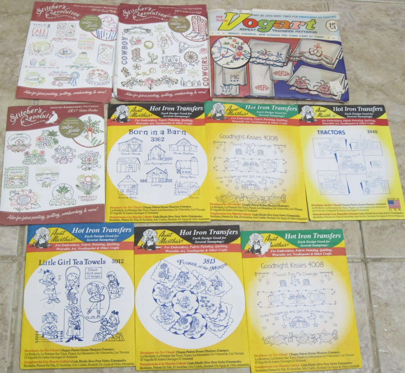 Aunt Martha's Stitcher's Revolution Vogart LOT of 10 Hot Iron Transfers ...