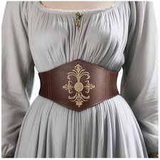 Women's Viking Corset Belt - Medieval Renaissance Cinch Belt with Floral Embr...