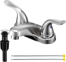 Bathroom Sink Faucets 2/3 Hole,Brushed Nickel Dual Handles 4 inch Plastic