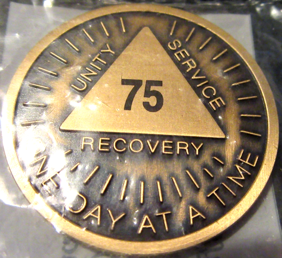 Alcoholics Anonymous AA 75 Year Sunshine Bronze Medallion Token Chip ...