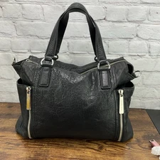 Michael Kors Large Tote Shoulder Bag Purse Black Pebbled Leather