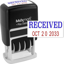 Maxmark Self-Inking Rubber Date Office Stamp with Received Phrase Blue Ink Dat