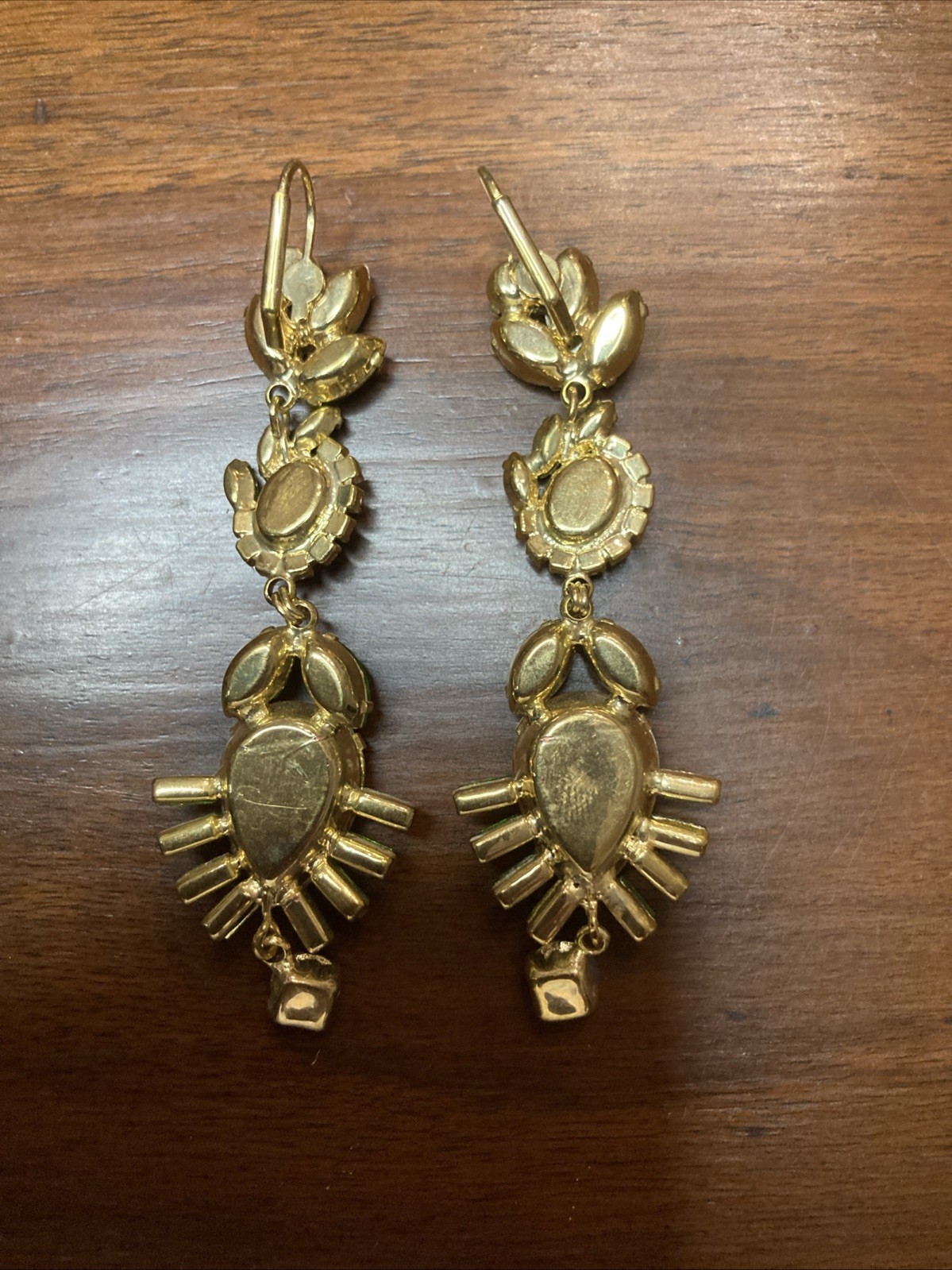 Dangling Statement Wire Pierced Earrings Green, L… - image 3