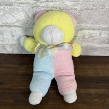 TLC Vintage COMMONWEALTH Pastel Terry Cloth Color Block Teddy Bear 5128