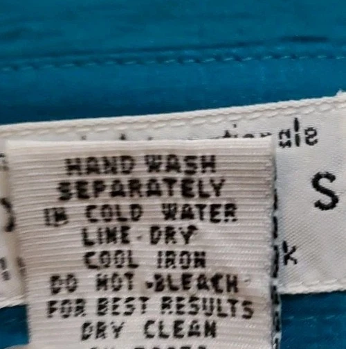 Blusa Express 100 % seda verde azulado manga larga talla M Foto 3 de 4