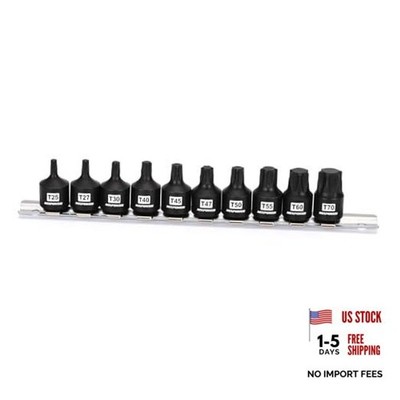 10 Pieces 3/8'' Drive Impact Torx Bit Sockets,T25-T70,Cr-Mo Impact Grade,Solid